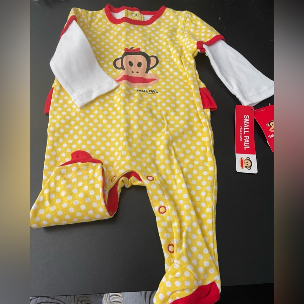 NWT! VINTAGE SMALL PAUL MONKEY 1 PC BABY GIRL L/S OUTFIT SIZE 3M